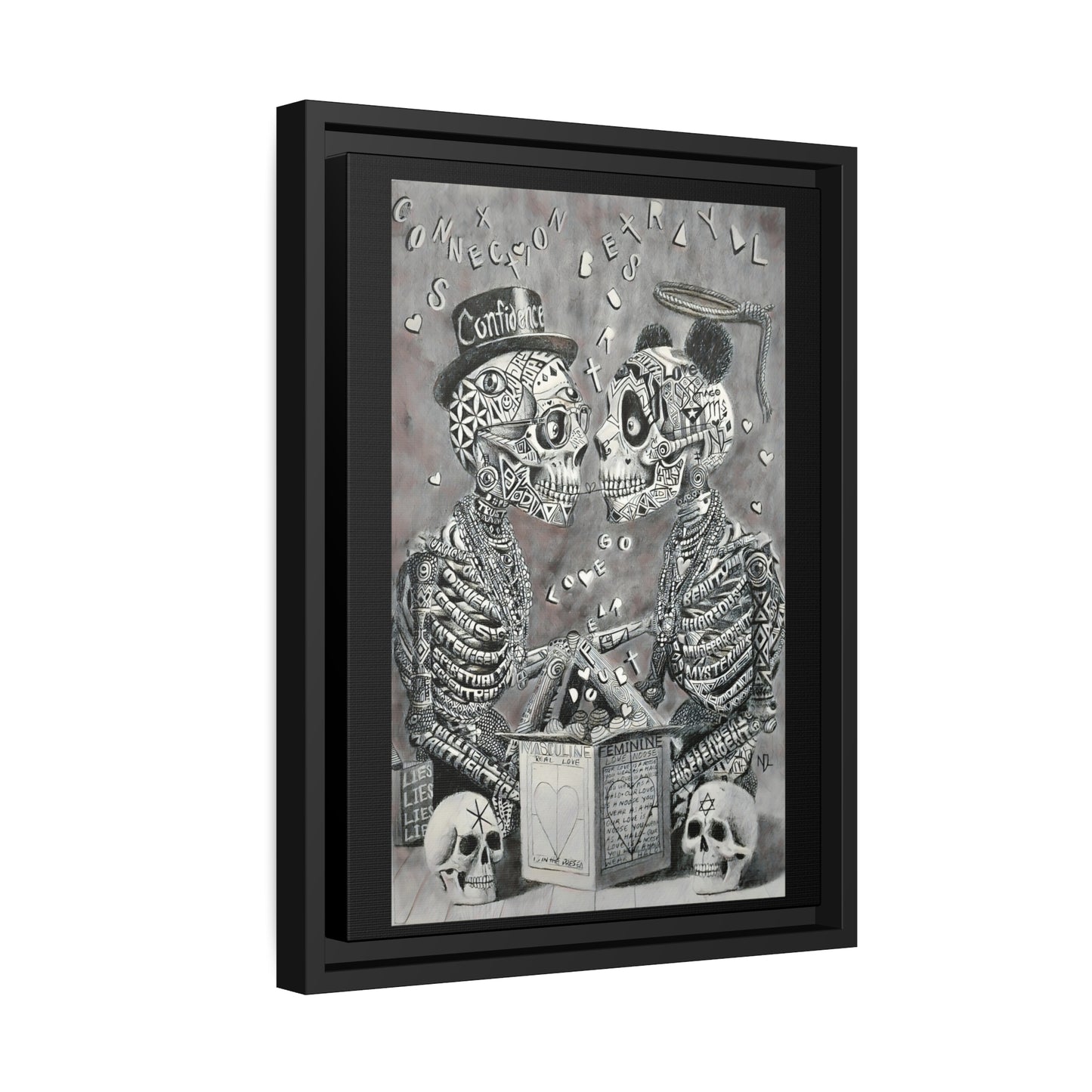 Matte Canvas, Black Frame "fear over love"