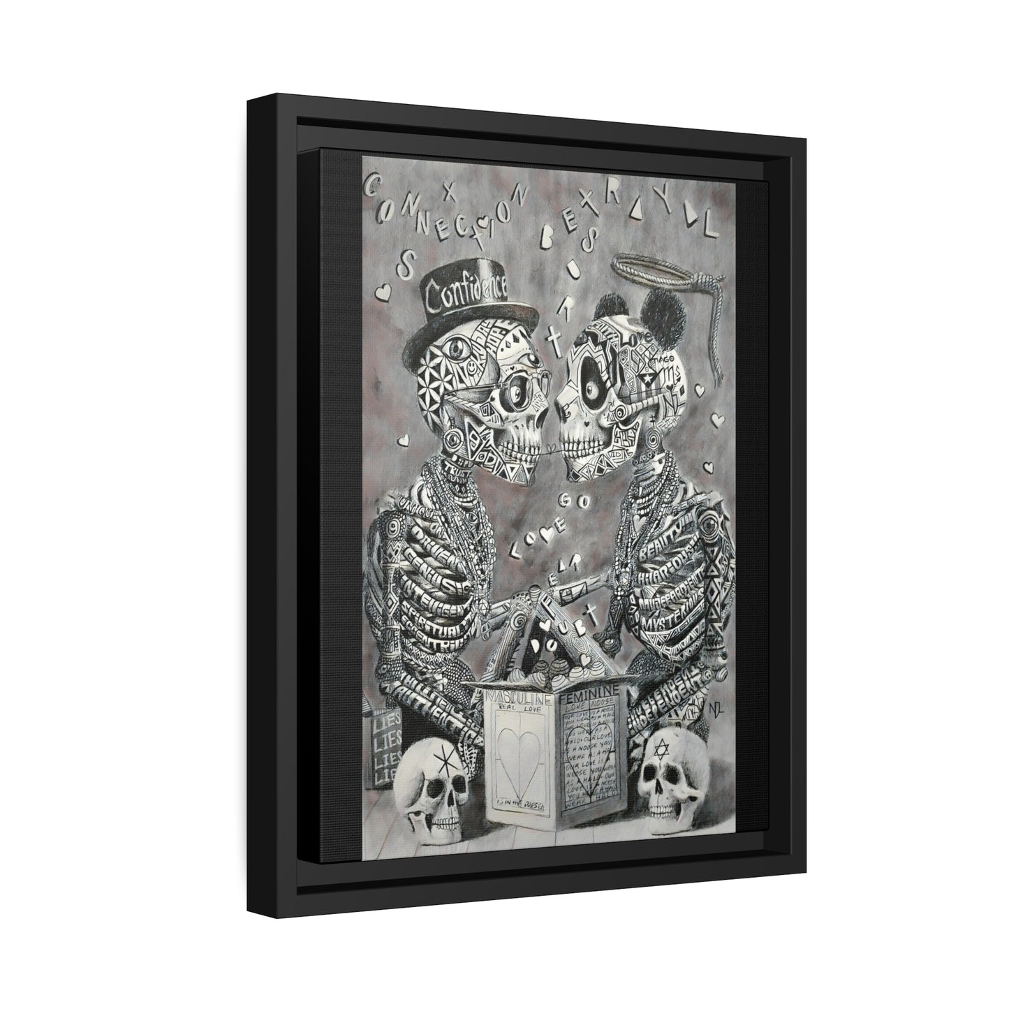 Matte Canvas, Black Frame "fear over love"