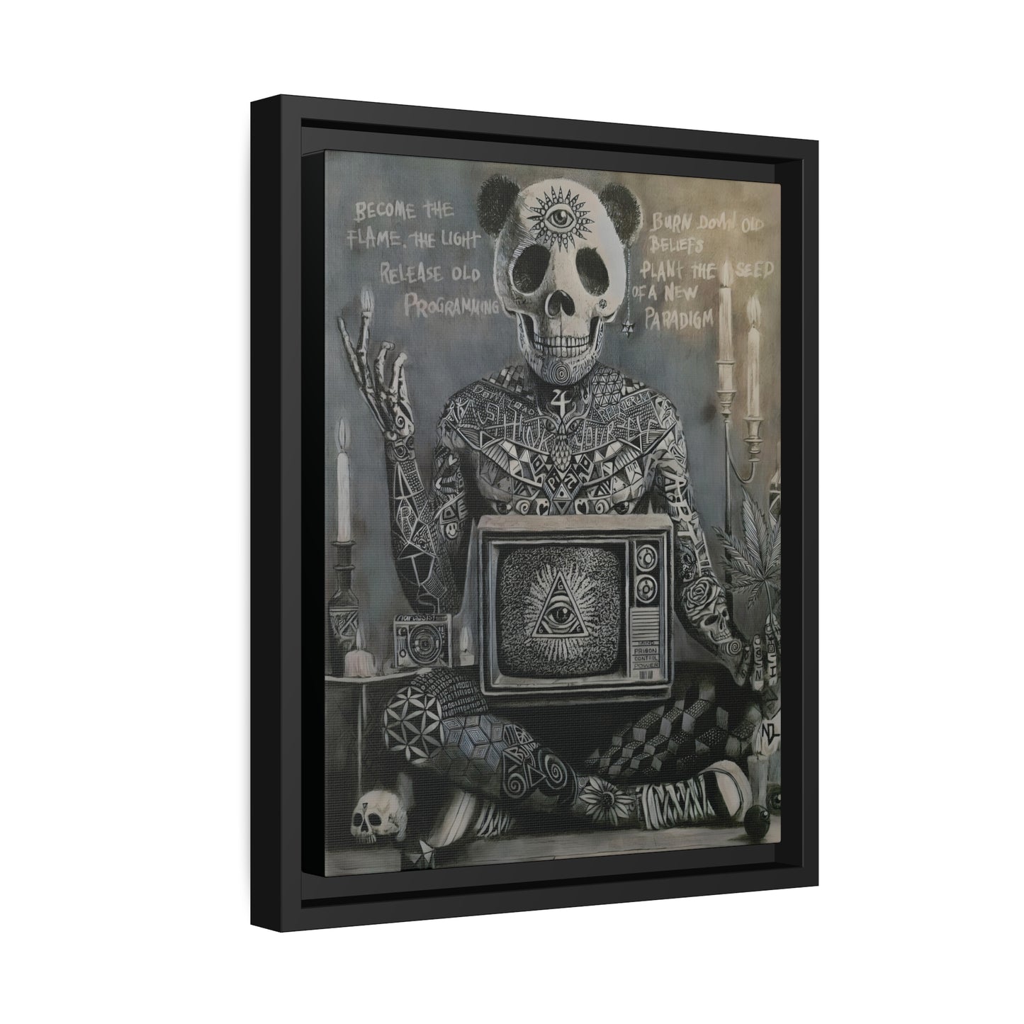 Matte Canvas, Black Frame "become the light"