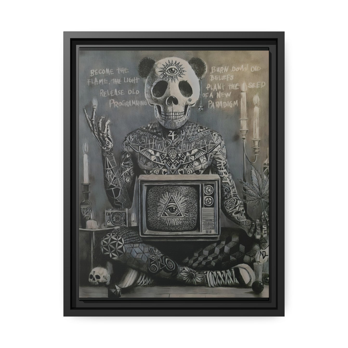 Matte Canvas, Black Frame "become the light"
