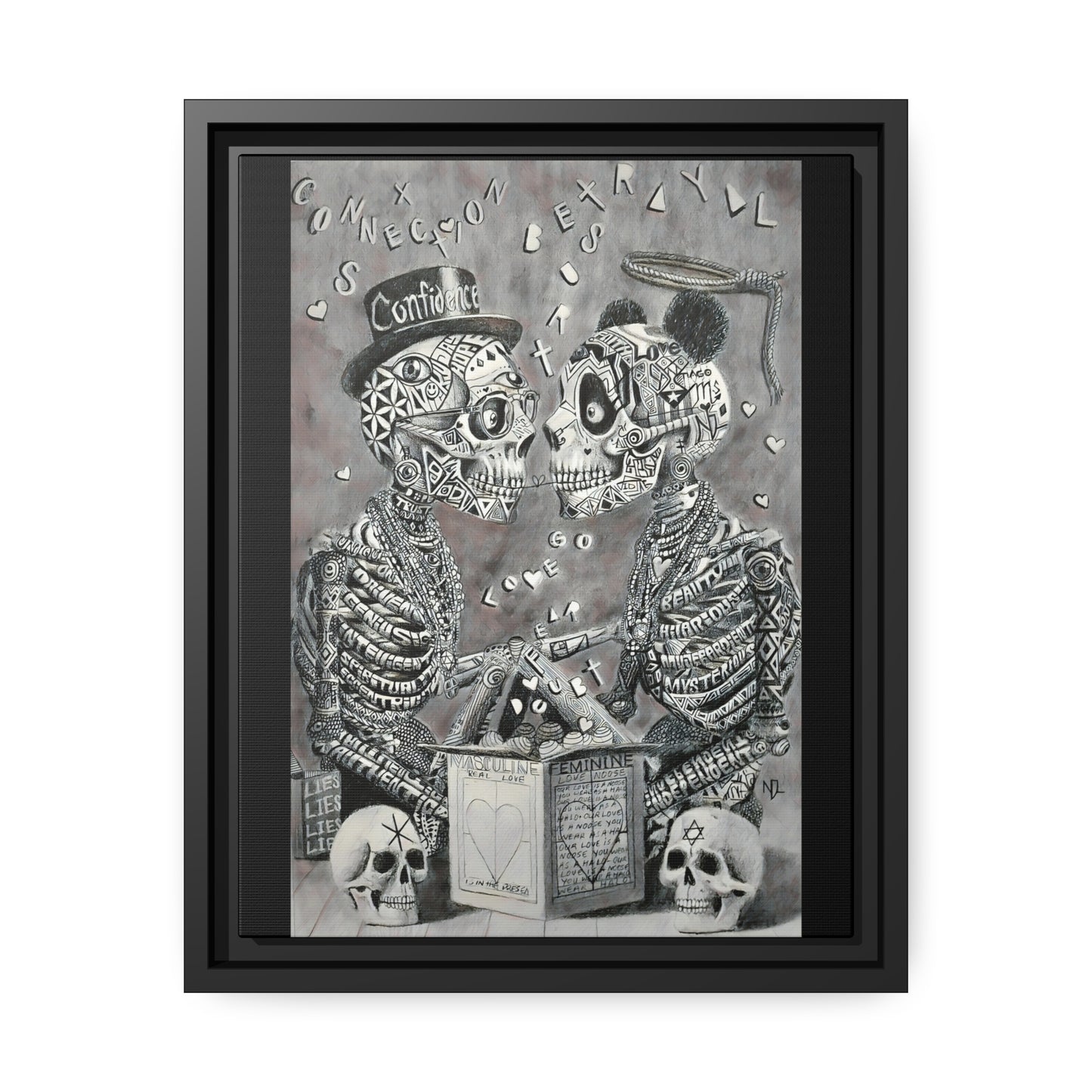 Matte Canvas, Black Frame "fear over love"