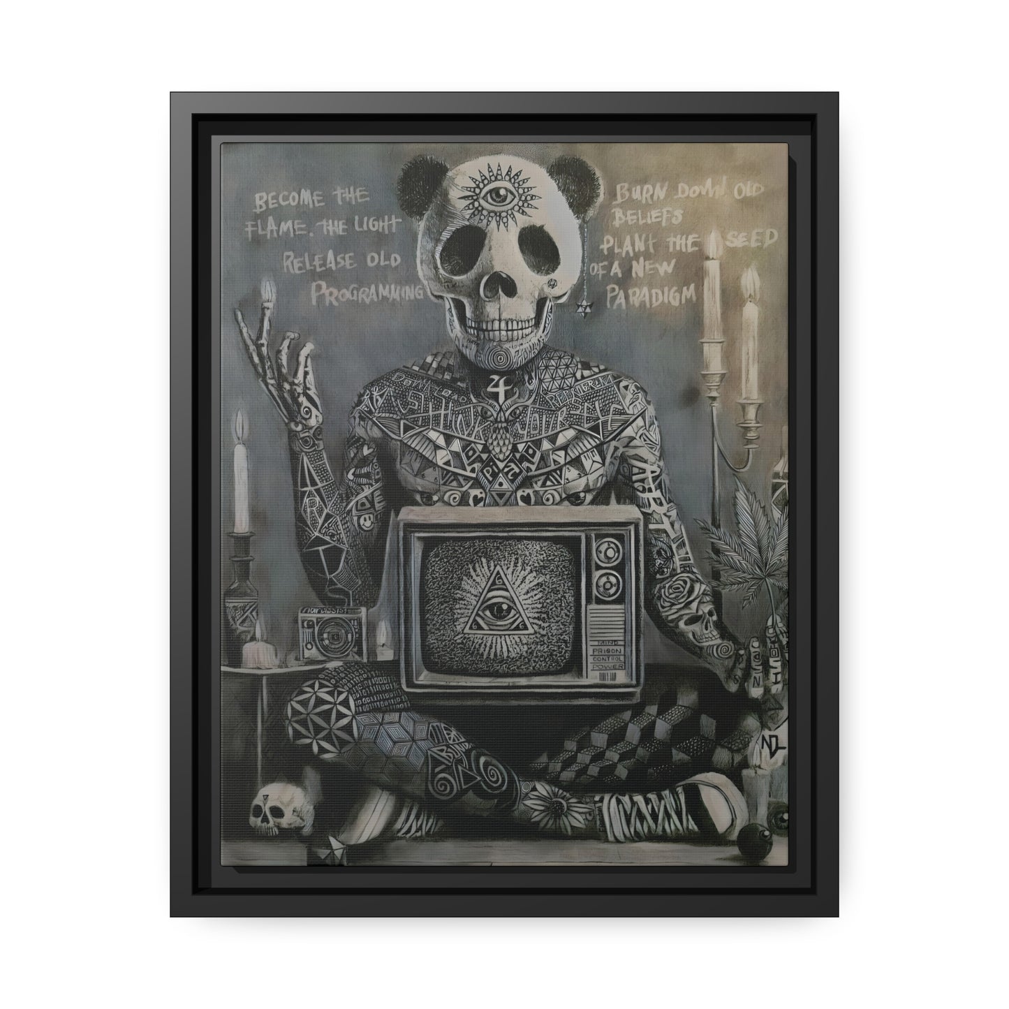 Matte Canvas, Black Frame "become the light"