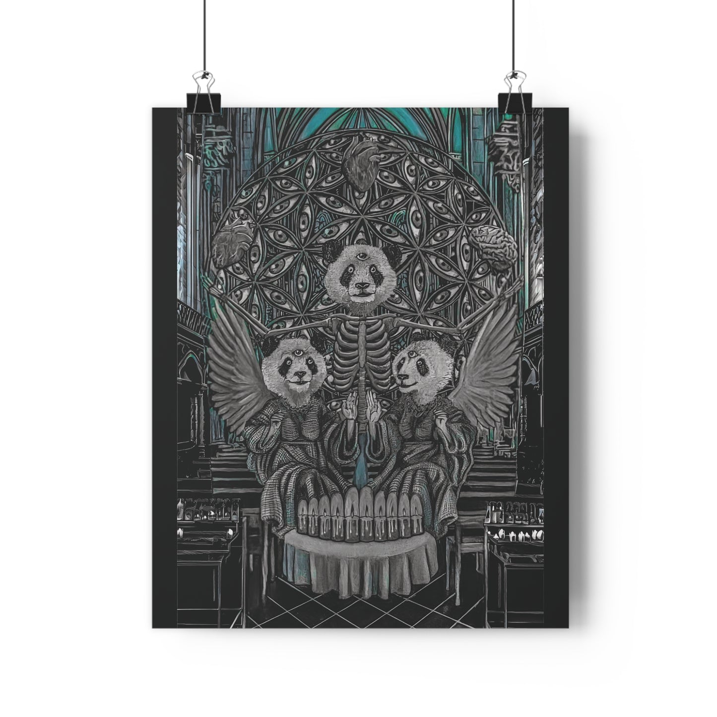 Spirit Panda skull silhouette Giclée Art Print