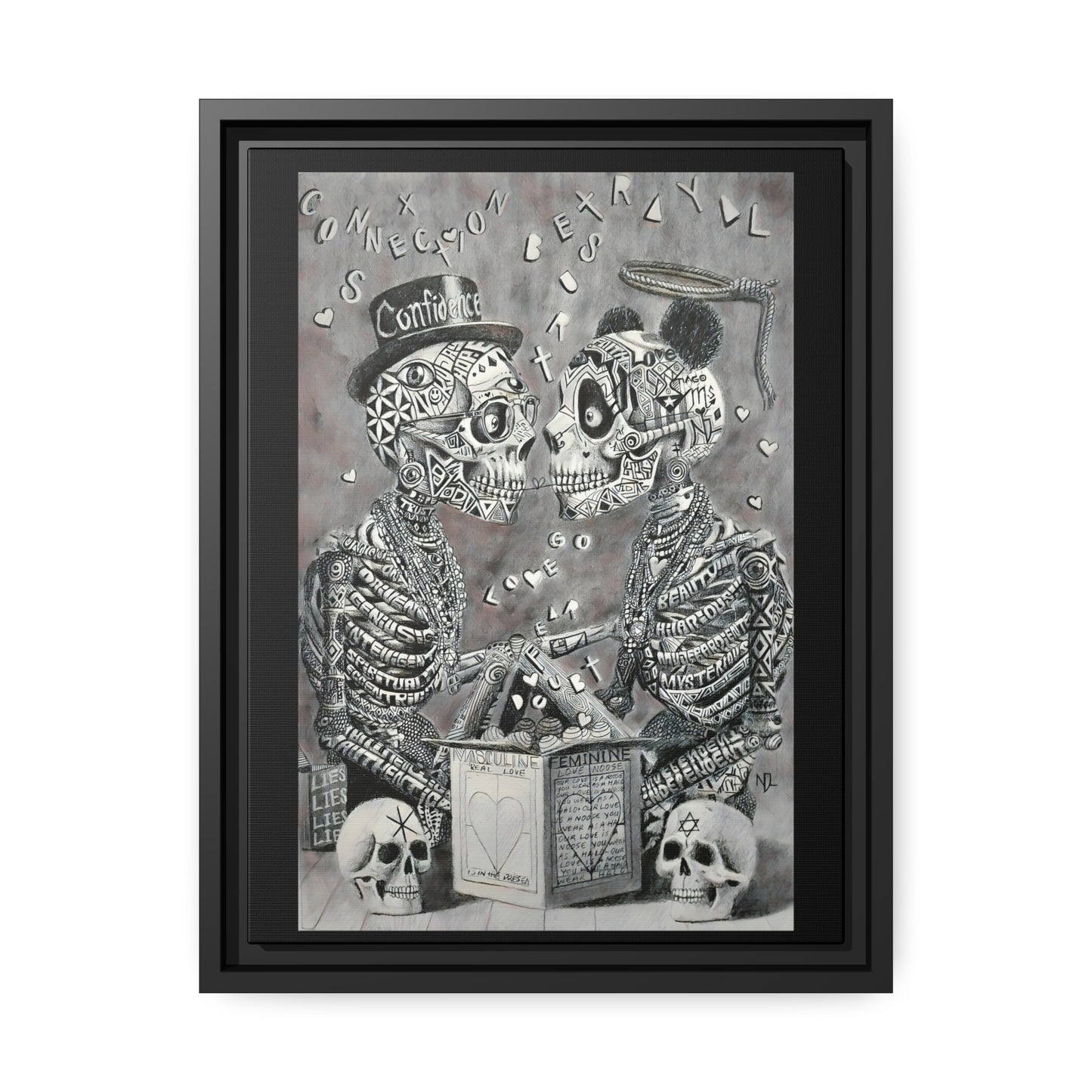 Matte Canvas, Black Frame "fear over love"