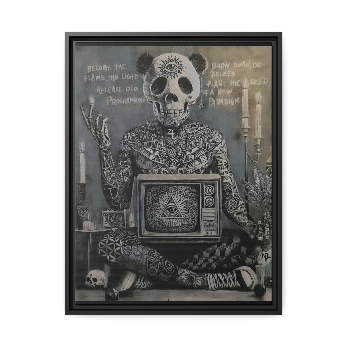 Matte Canvas, Black Frame "become the light"