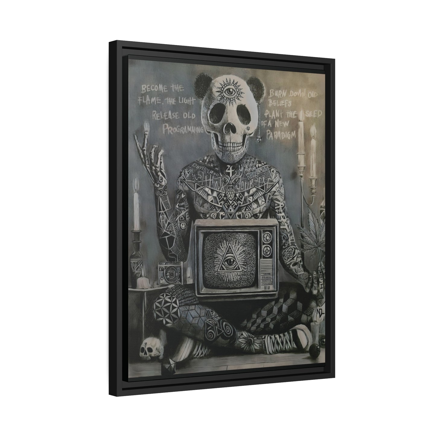 Matte Canvas, Black Frame "become the light"