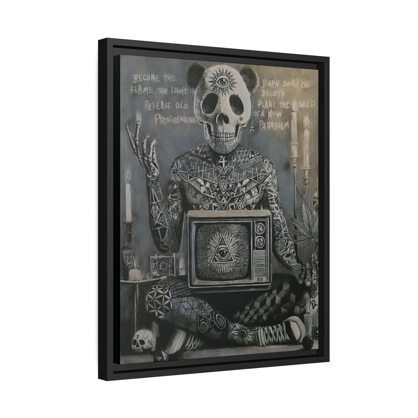 Matte Canvas, Black Frame "become the light"