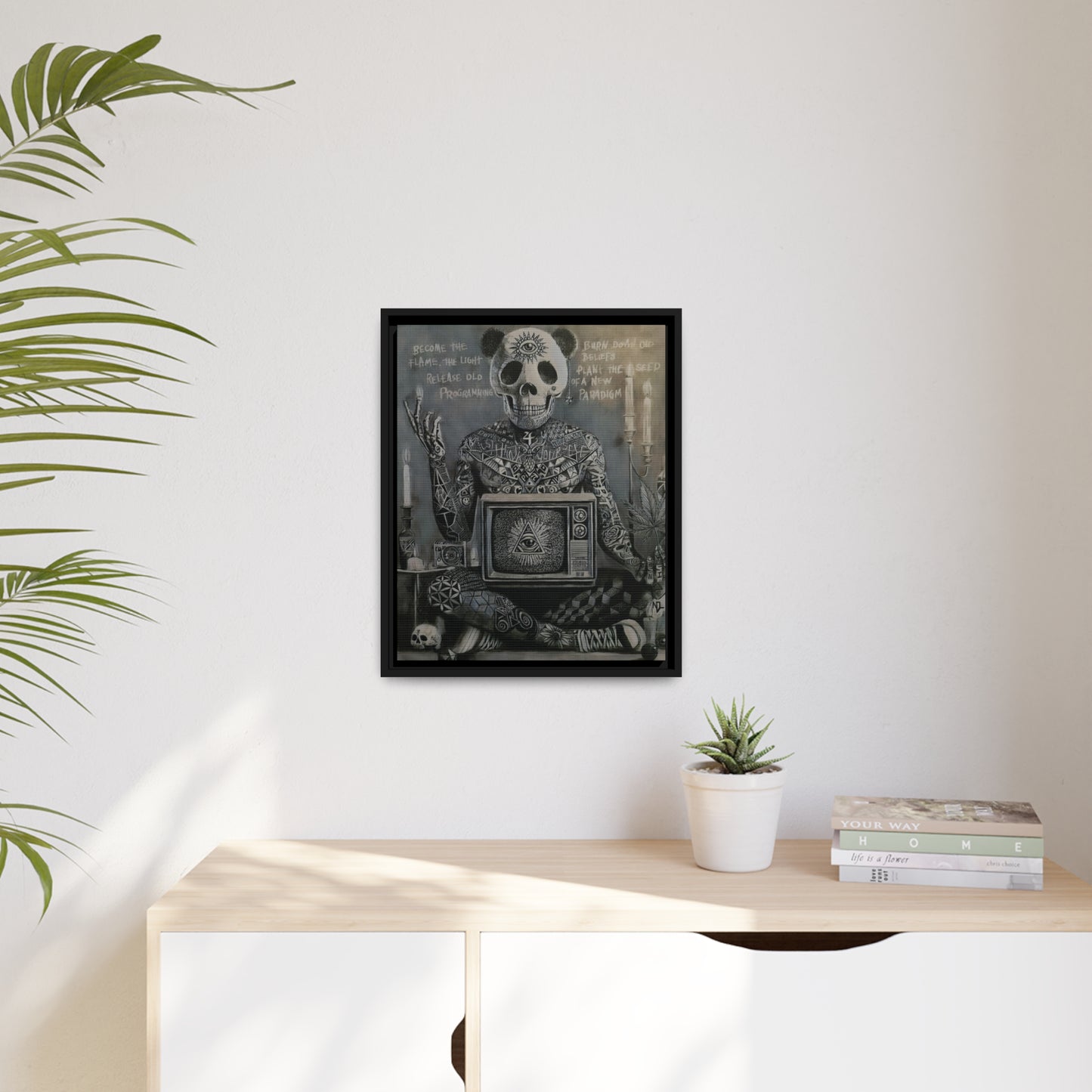 Matte Canvas, Black Frame "become the light"