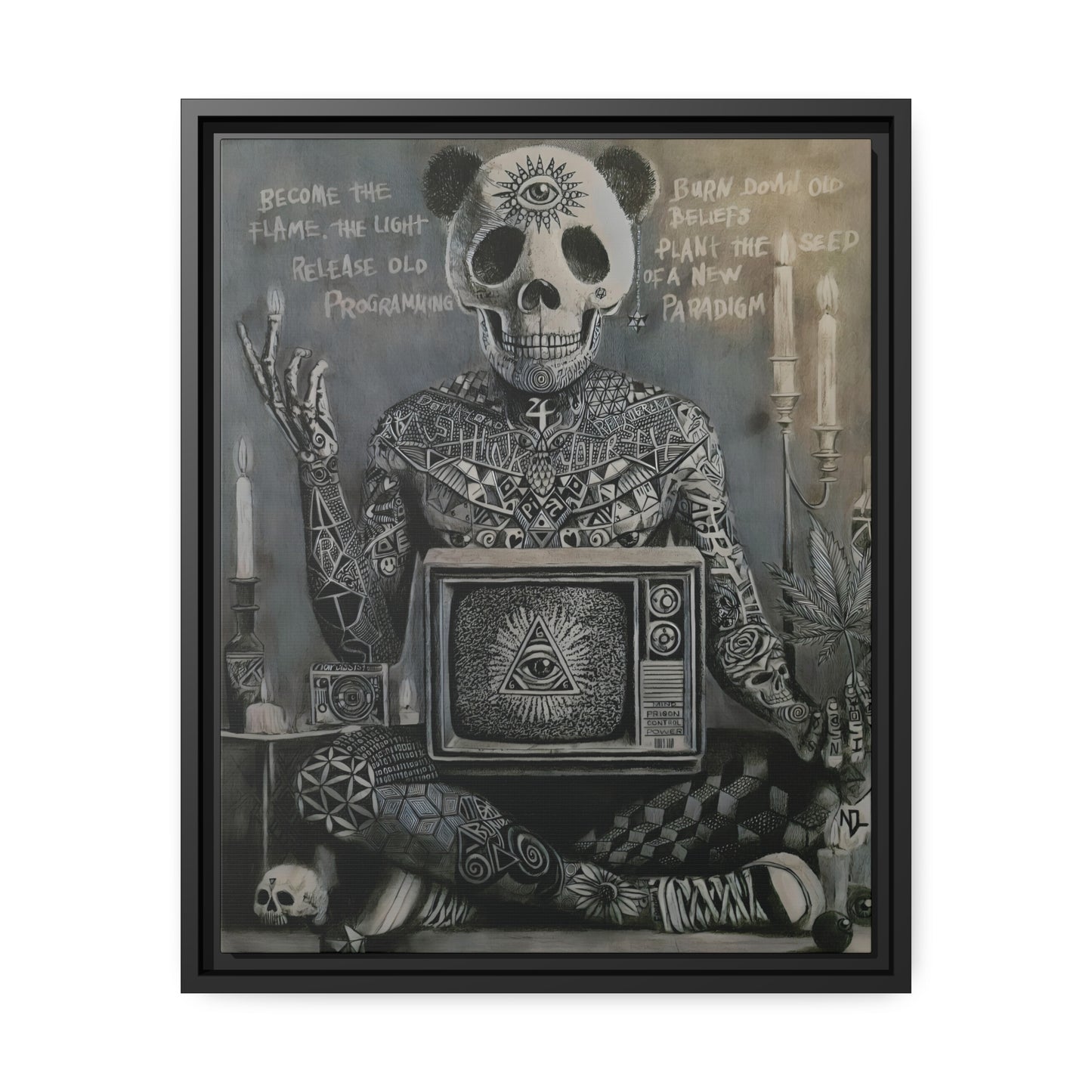 Matte Canvas, Black Frame "become the light"
