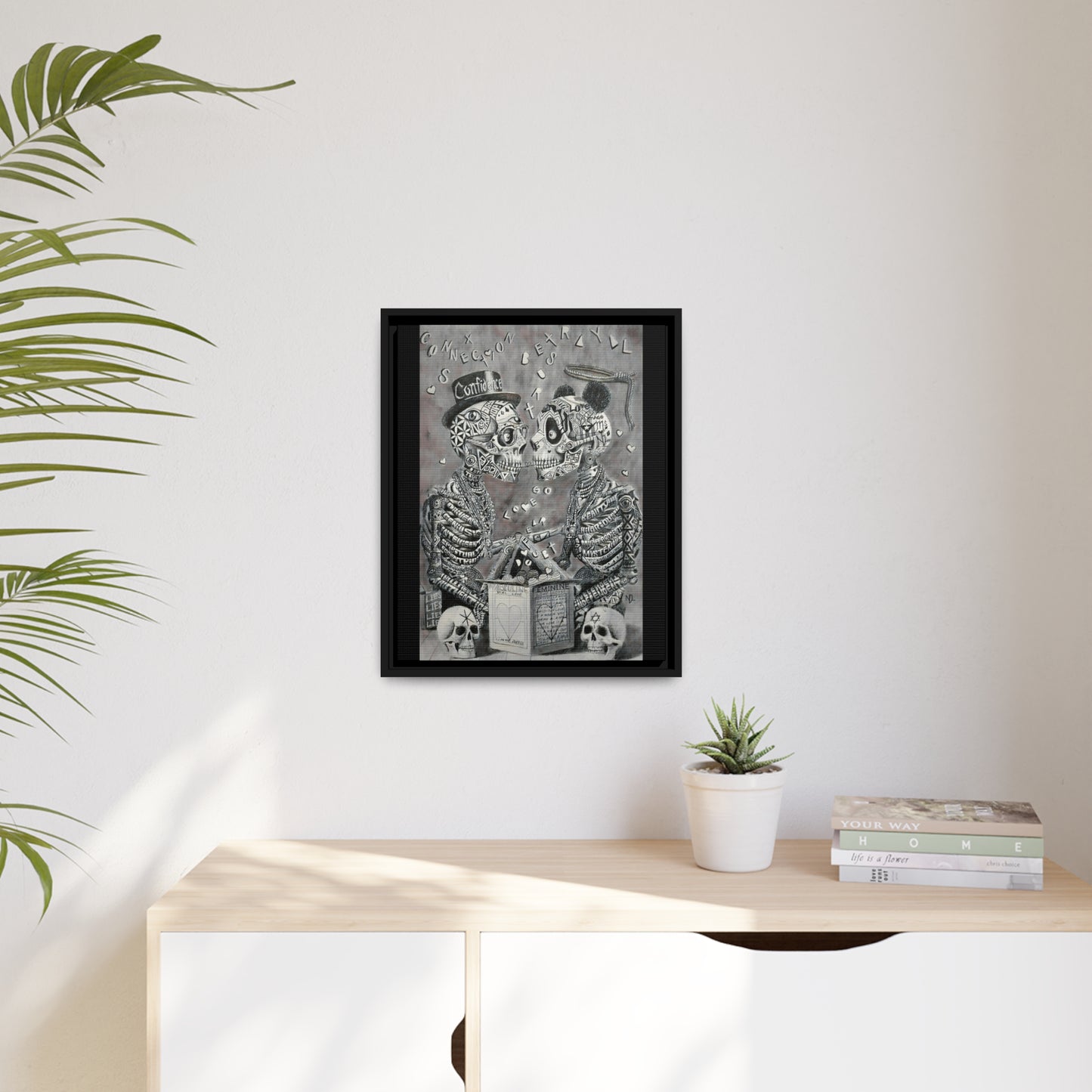 Matte Canvas, Black Frame "fear over love"