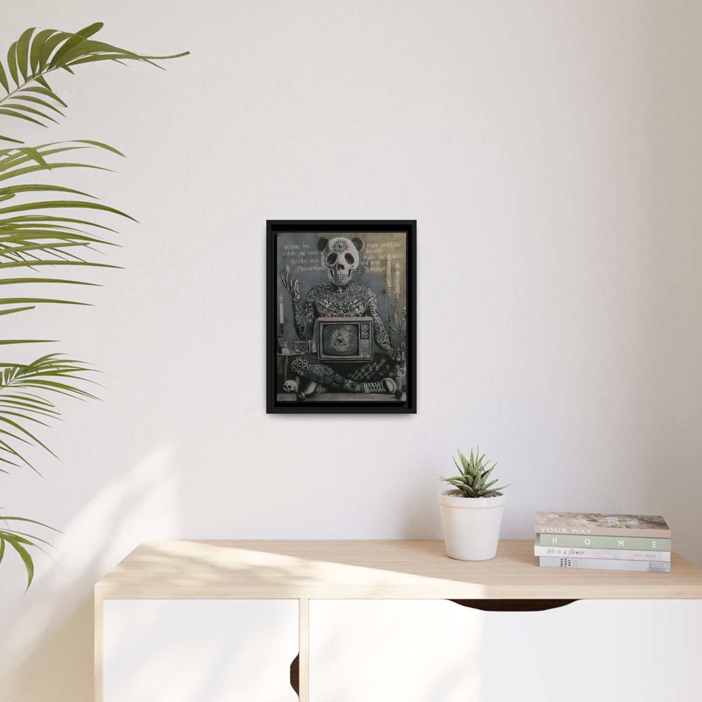 Matte Canvas, Black Frame "become the light"