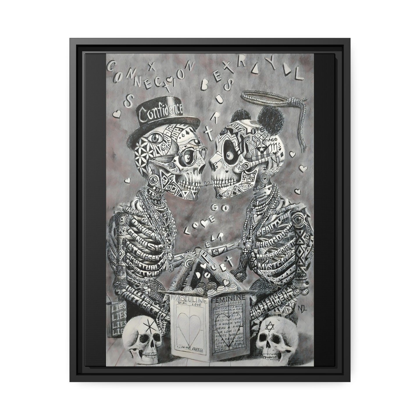 Matte Canvas, Black Frame "fear over love"