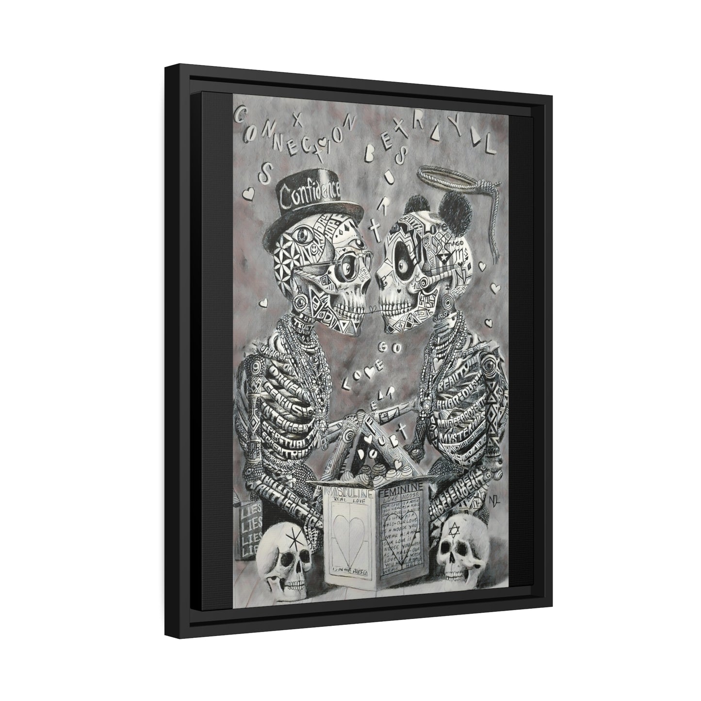 Matte Canvas, Black Frame "fear over love"