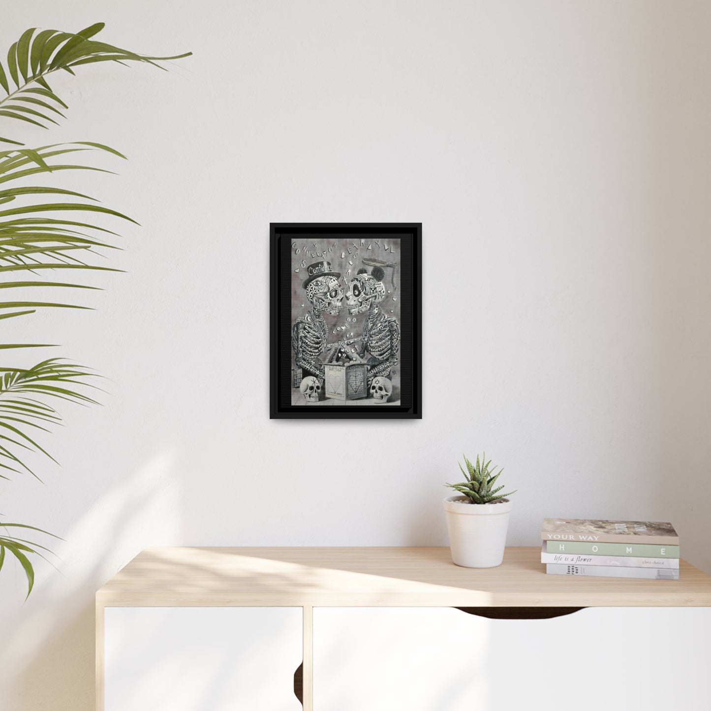 Matte Canvas, Black Frame "fear over love"