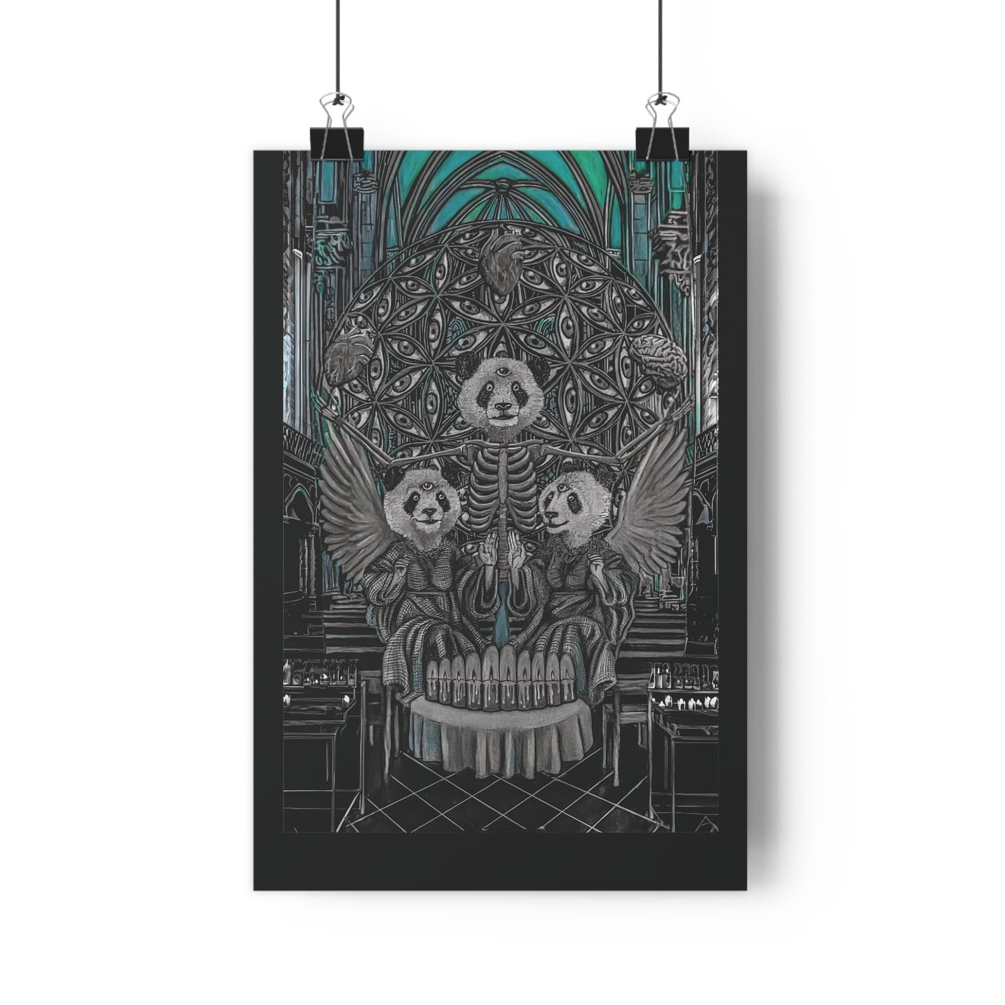 Spirit Panda skull silhouette Giclée Art Print