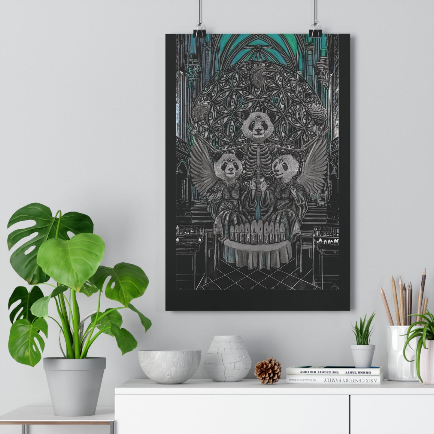 Spirit Panda skull silhouette Giclée Art Print