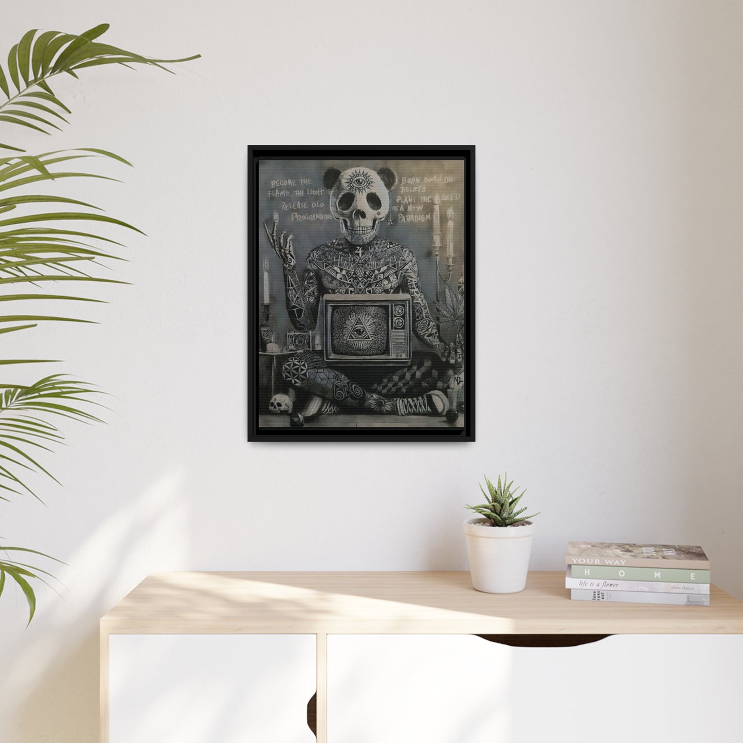 Matte Canvas, Black Frame "become the light"