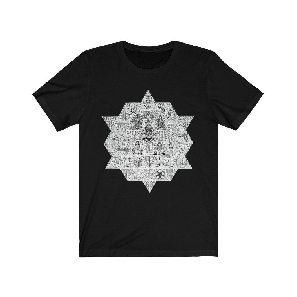 Unisex Vintage Jersey Short Sleeve T-Shirt Art Print Divine Trichotomy White