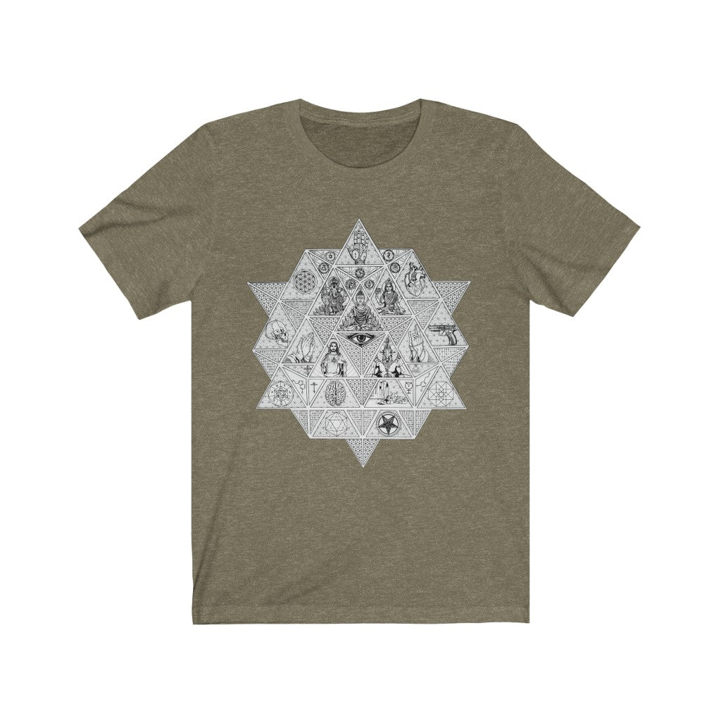 Unisex Vintage Jersey Short Sleeve T-Shirt Art Print Divine Trichotomy White