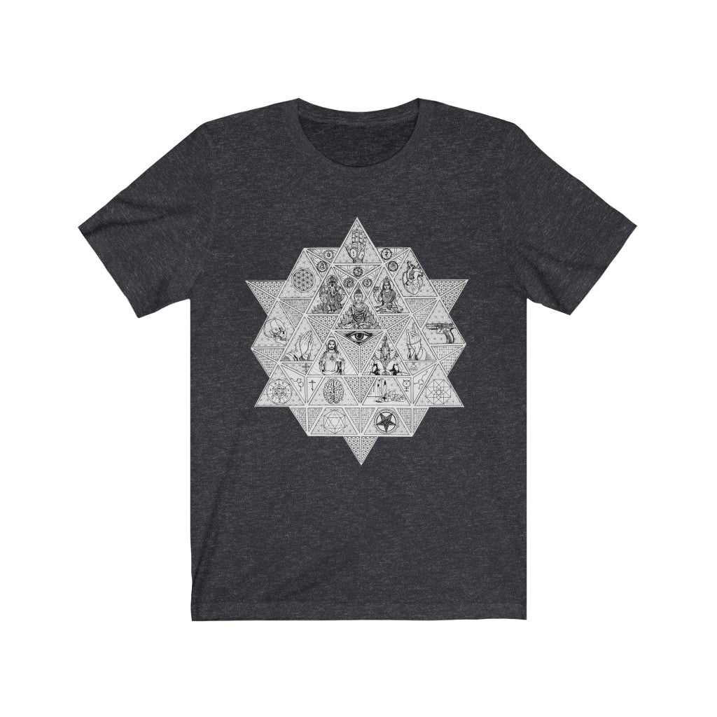 Unisex Vintage Jersey Short Sleeve T-Shirt Art Print Divine Trichotomy White
