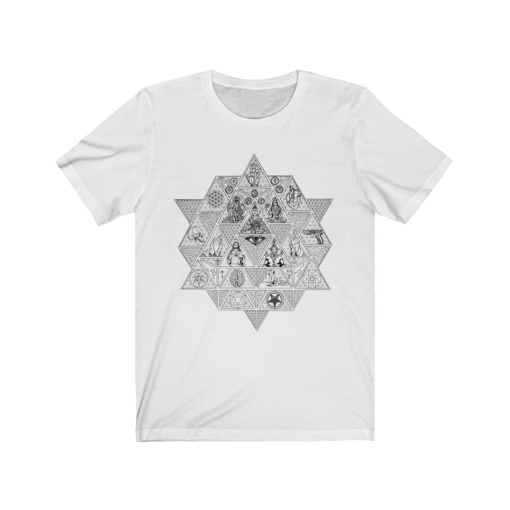 Unisex Vintage Jersey Short Sleeve T-Shirt Art Print Divine Trichotomy White