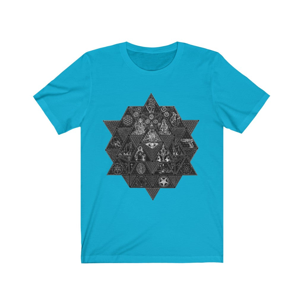 Unisex Vintage Fine Art Short Sleeve T-Shirt Divine Trichotomy Black