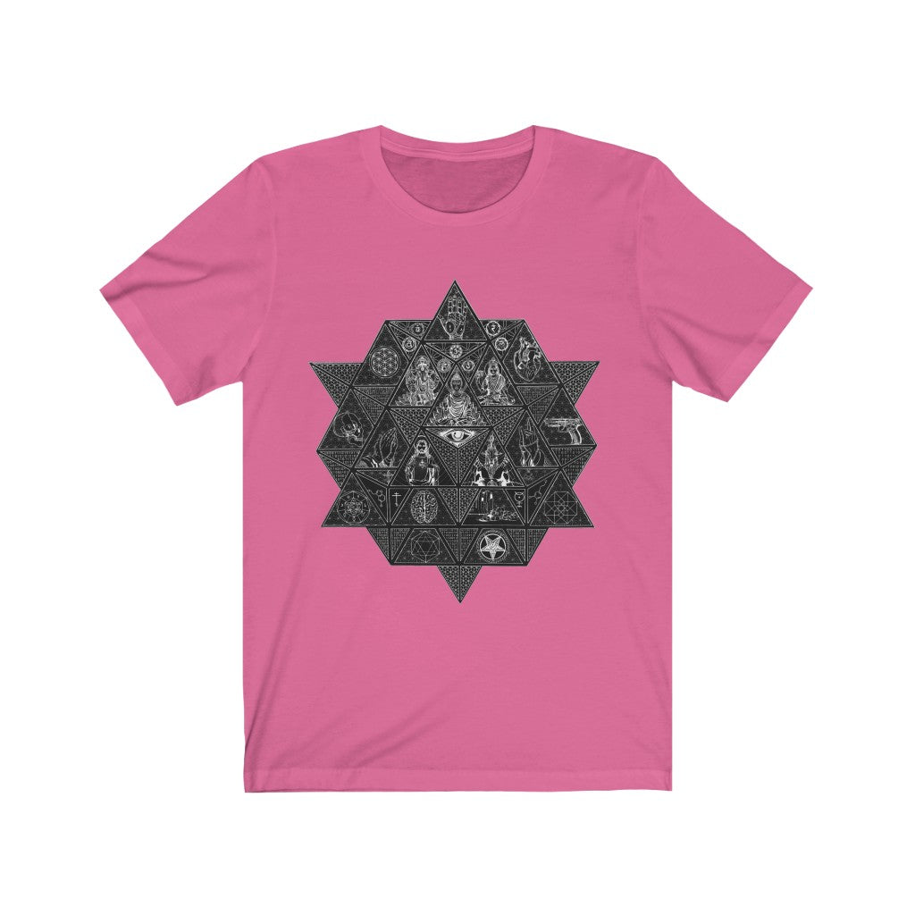 Unisex Vintage Fine Art Short Sleeve T-Shirt Divine Trichotomy Black