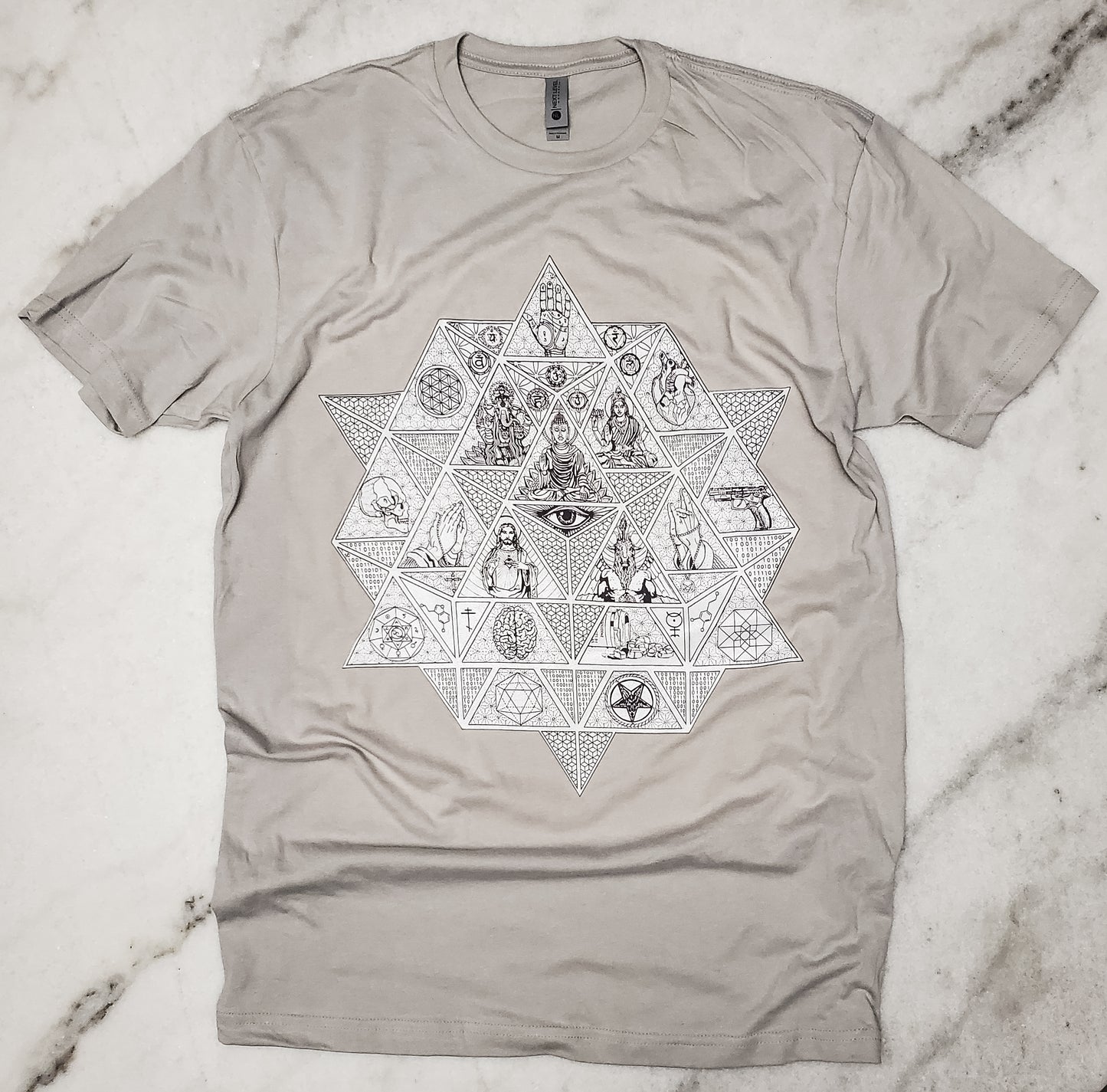 Unisex Vintage Jersey Short Sleeve T-Shirt Art Print Divine Trichotomy White