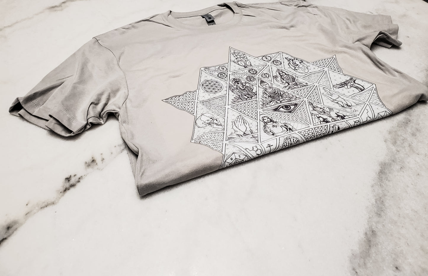 Unisex Vintage Jersey Short Sleeve T-Shirt Art Print Divine Trichotomy White