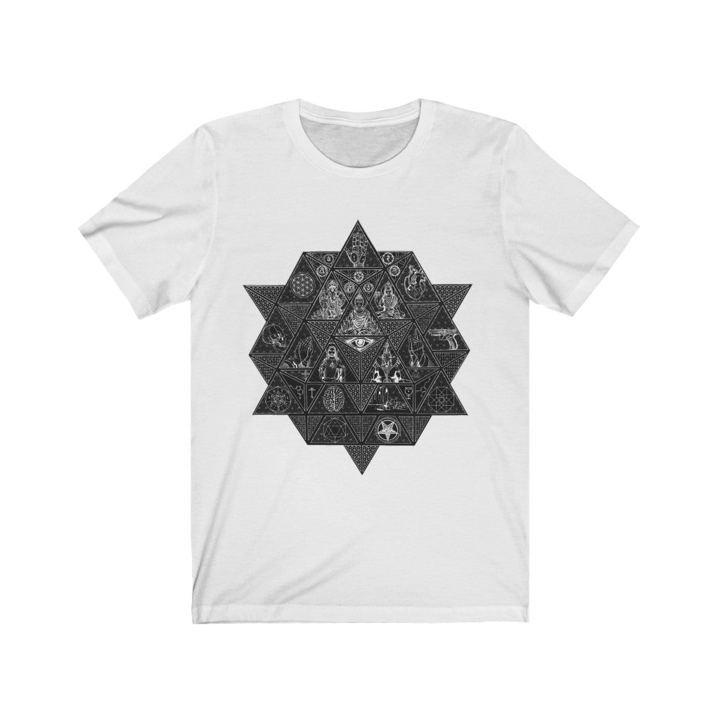 Unisex Vintage Fine Art Short Sleeve T-Shirt Divine Trichotomy Black