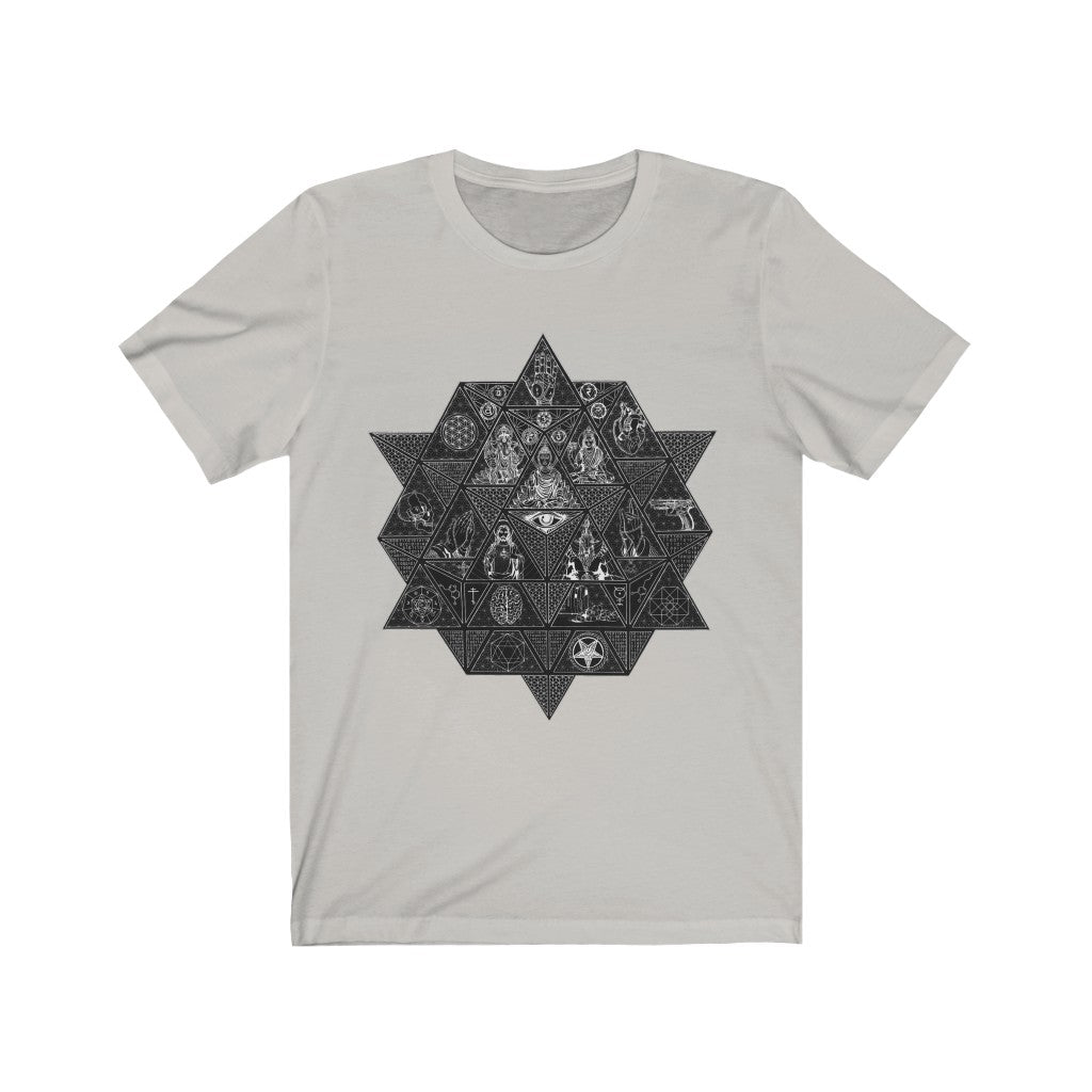 Unisex Vintage Fine Art Short Sleeve T-Shirt Divine Trichotomy Black