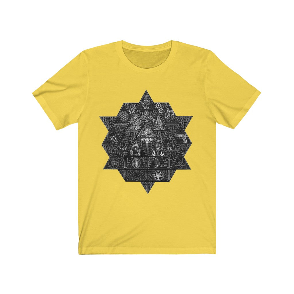 Unisex Vintage Fine Art Short Sleeve T-Shirt Divine Trichotomy Black