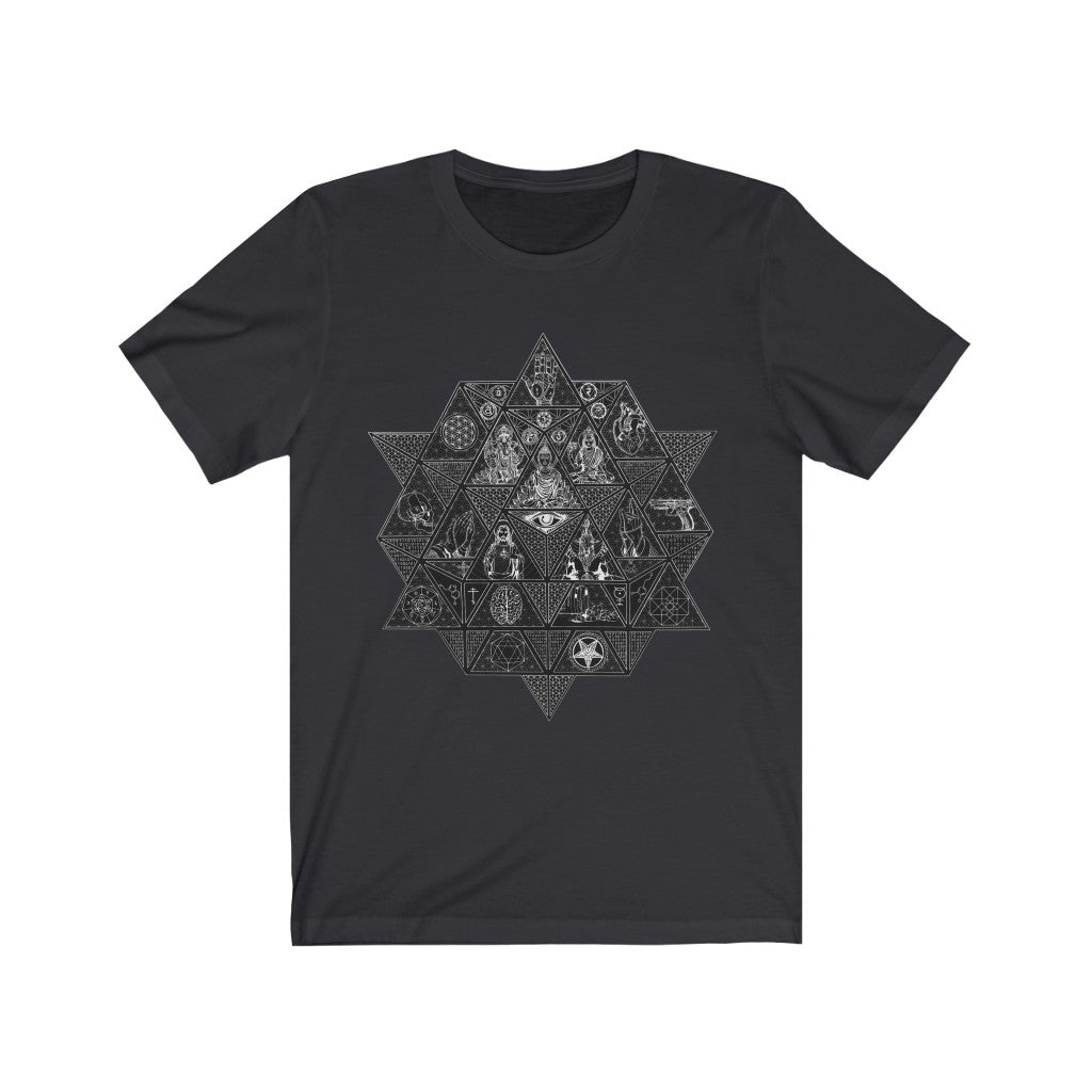 Unisex Vintage Fine Art Short Sleeve T-Shirt Divine Trichotomy Black