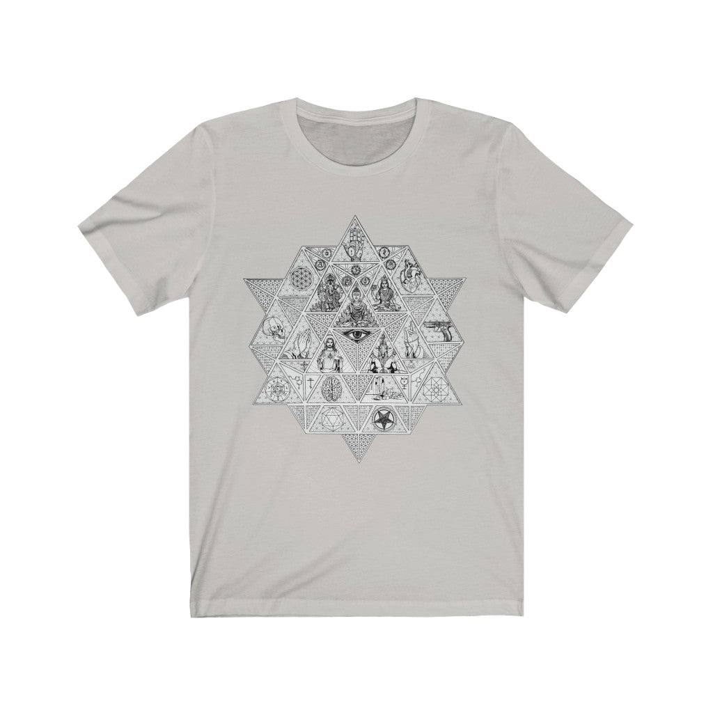 Unisex Vintage Jersey Short Sleeve T-Shirt Art Print Divine Trichotomy White