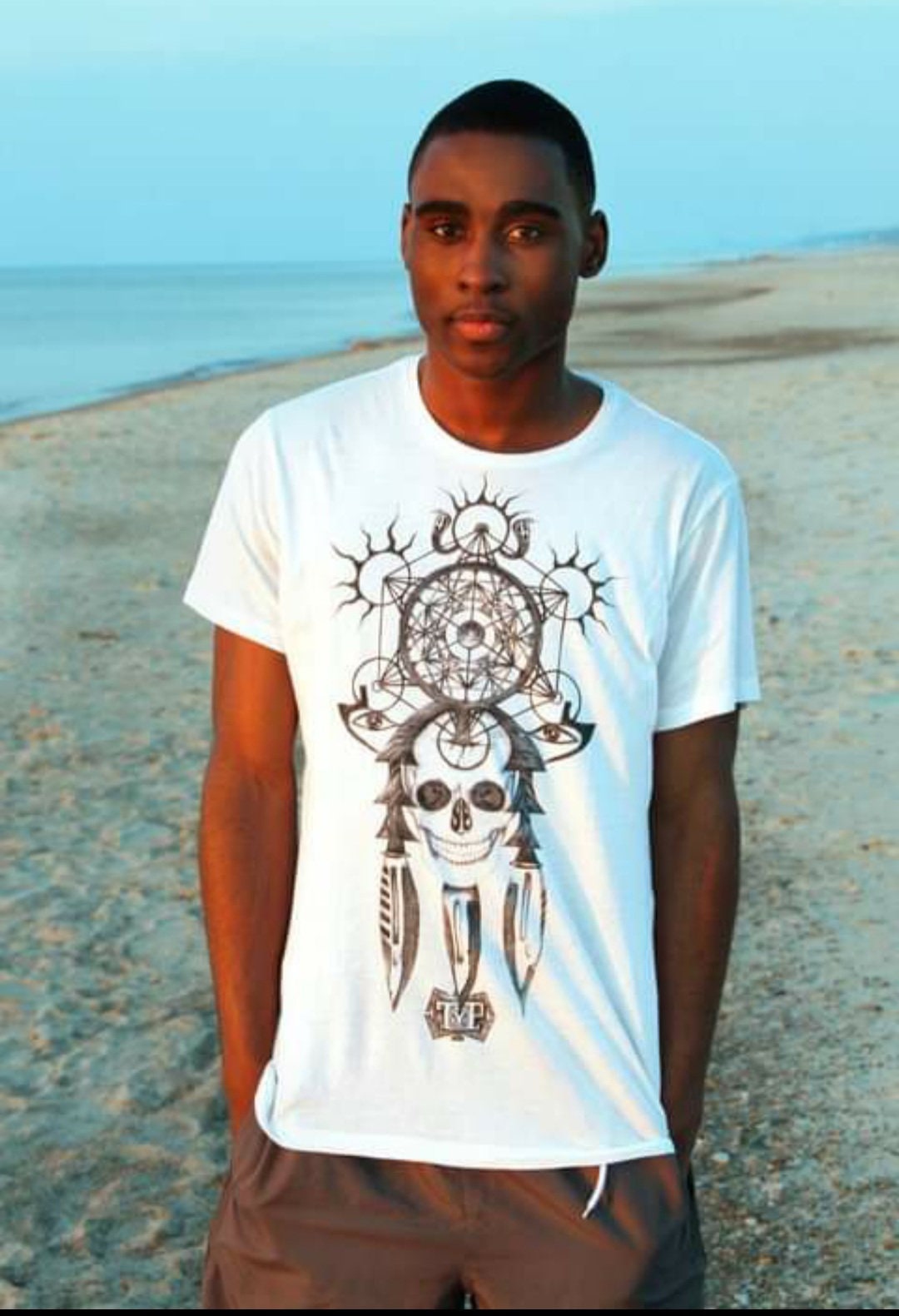 Unisex Vintage Short Sleeve Organic Cotton T-shirt with Metatrons Cube Being of Light Art print