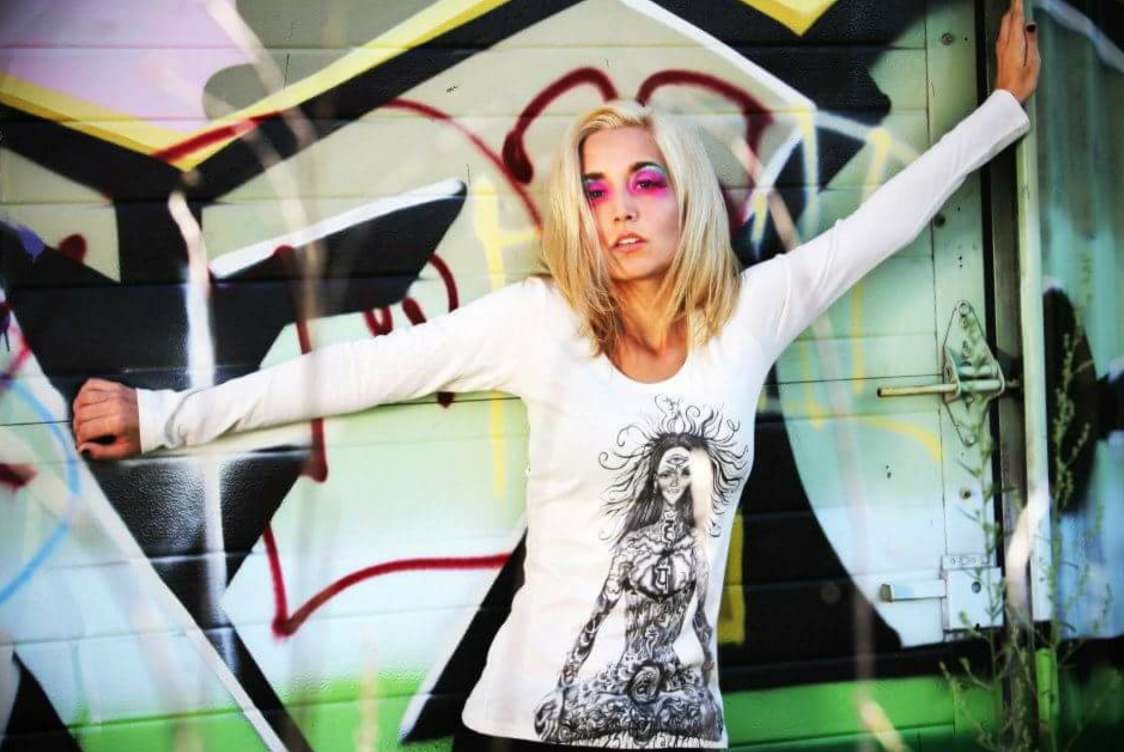 Womens Chakra goddess design long sleeve tunic Organic Cotton