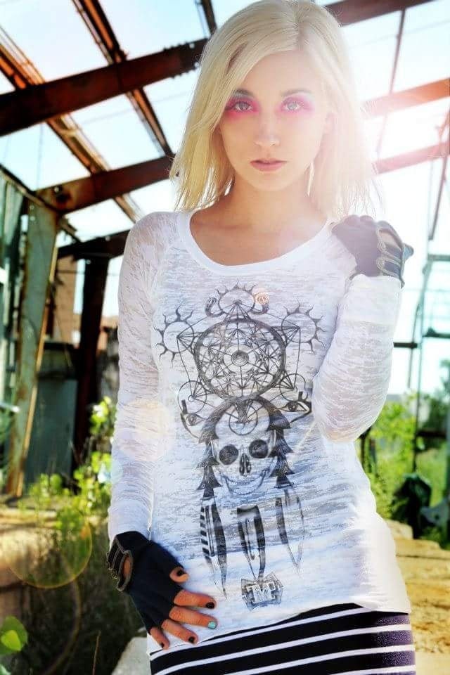 Gender Fluid Non-Binary long-sleeve burnout tee with Metatrons Cube design