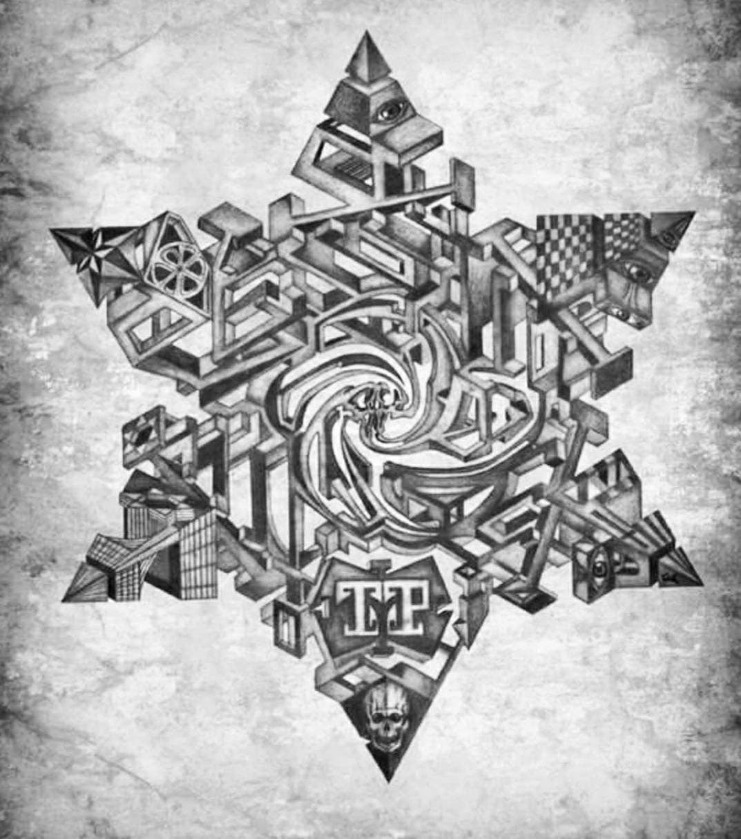 Gender Fluid Non-Binary Organic Cotton short sleeve tunic with Merkabah Art